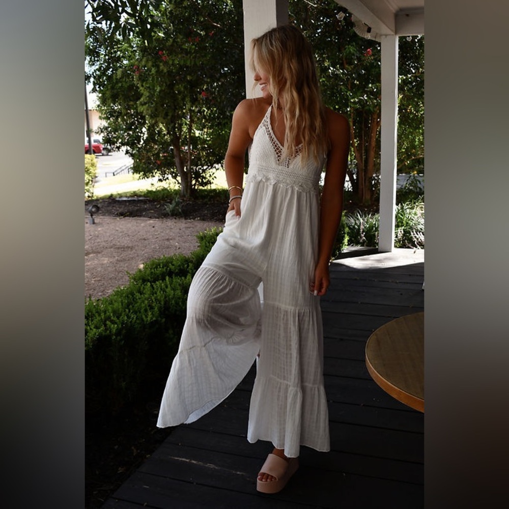 BOUTIQUE CROCHET WIDE LEG JUMPSUIT